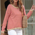 Striped Round Neck Drop Shoulder T-Shirt