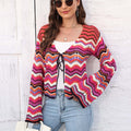 Striped Openwork Tied Cardigan