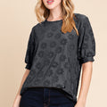 BOMBOM Textured Floral Pattern Top