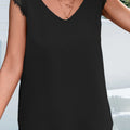 Lace Detail Eyelash Trim V-Neck Tank