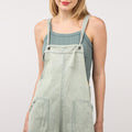 VERY J Washed Frayed Hem Denim Overall
