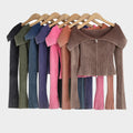 Double Take Ribbed Off-Shoulder Zip Up Long Sleeve Cardigan
