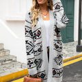 Angel Wings Printed Long Sleeve Cardigan with Pocket