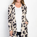 Be Stage Printed Open Front Knit Cardigan with Pockets