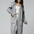Pocketed Open Front Dropped Shoulder Cardigan
