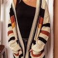 Striped Open Front Longline Cardigan