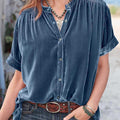 Ruched Round Neck Short Sleeve Shirt