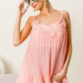 BiBi Front Lace Detailed Pleated Chiffon Cami