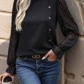 Perfee Mock Neck Flounce Sleeve Blouse
