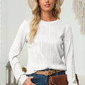 Textured Round Neck Long Sleeve Blouse