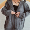 Dropped Shoulder Long Sleeve Hooded Cardigan