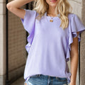Heimish Full Size Ruffled Sleeve Ribbed Top