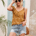 Ivy Lane Polka Dot Ruffle Trim Asymmetrical Tank Top