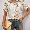 Perfee Printed Collared Neck Short Sleeve Shirt