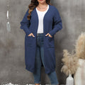 Plus Size Long Sleeve Pocketed Cardigan