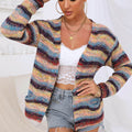 Striped Long Sleeve Open Front Cardigan