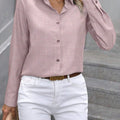 Button Up Collared Neck Long Sleeve Shirt