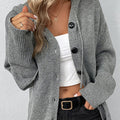 Drawstring Button Up Hooded Cardigan
