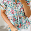 Printed Notched Short Sleeve Blouse