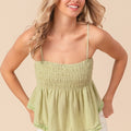 BiBi Fringed Hem Smocked Cami