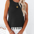 Cutout Tassel Round Neck Tank