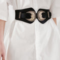 Shell Double Buckle Elastic Wide Belt
