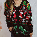 Printed Button Up V-Neck Long Sleeve Cardigan with Pockets