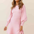 Round Neck Lantern Sleeve Sweater Dress