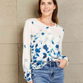 Woven Right Floral Button Front Round Neck Cardigan