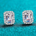 Adored 1 Carat Moissanite Rhodium-Plated Square Stud Earrings