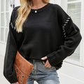 Contrast Round Neck Drop Shoulder Knit Top