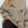 Plus Size Sequin Football Dropped Shoulder Sweatshirt