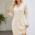 Cable-Knit Long Sleeve Sweater Dress