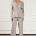 Ribbed V-Neck Top and Pants Lounge Set