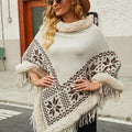 Fringe Geometric Cape Sleeve Poncho