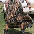 Printed High-Low Ruffle Hem Skirt