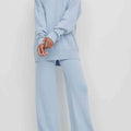 Dropped Shoulder Sweater and Long Pants Set