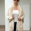 Fringe Open Front Long Sleeve Poncho