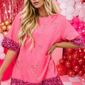 Candy Cane Sequin Half Sleeve T-Shirt