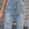 Distressed Raw Hem Denim Bermuda Shorts