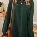 Round Neck Drop Shoulder Slit Sweatshirt